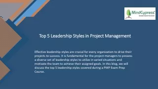 Top 5 Leadership Styles in Project Management