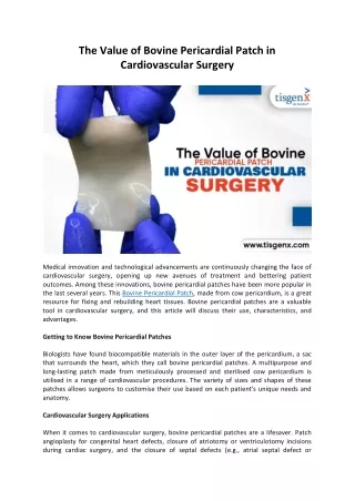 The Value of Bovine Pericardial Patch in Cardiovascular Surgery