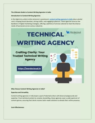 The Ultimate Guide to Content Writing Agencies in India