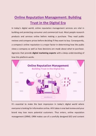 Online Reputation Management Building Trust in the Digital Era