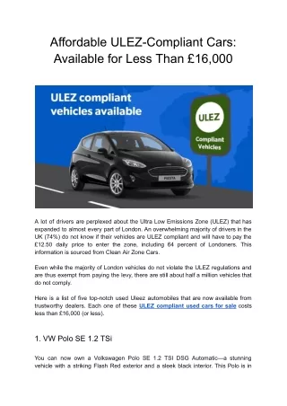 Affordable ULEZ-Compliant Cars_ Available for Less Than £16,000
