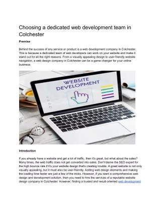 Choosing a dedicated web development team in Colchester