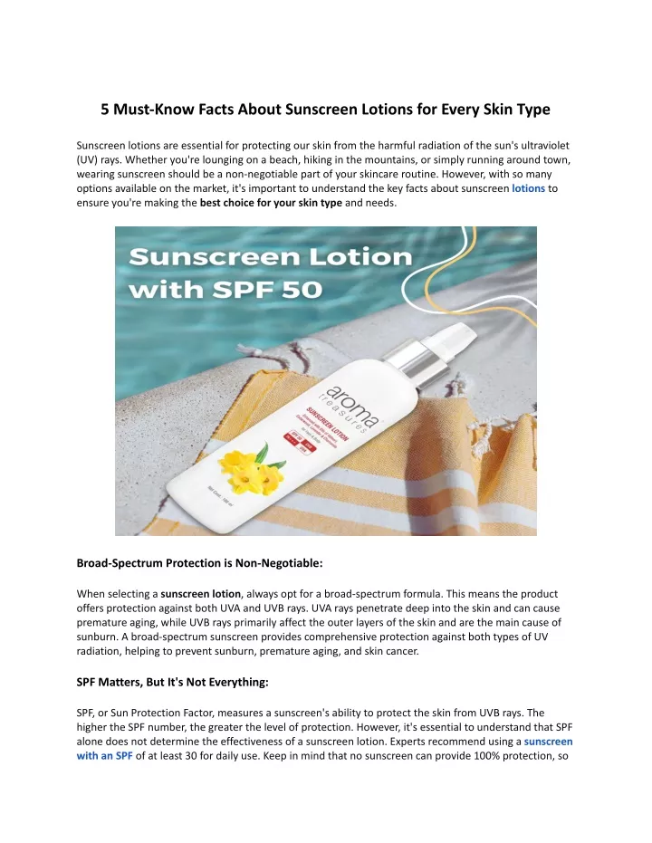 5 must know facts about sunscreen lotions