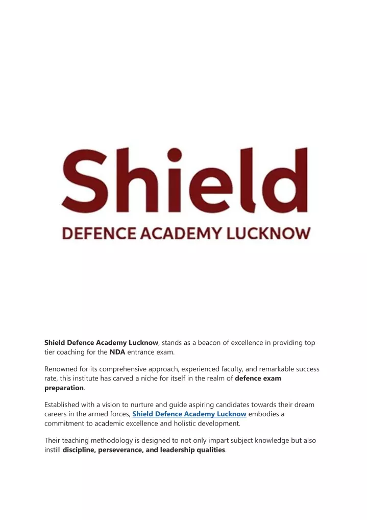 shield defence academy lucknow stands as a beacon