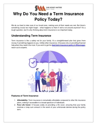 Why Do You Need a Term Insurance Policy Today