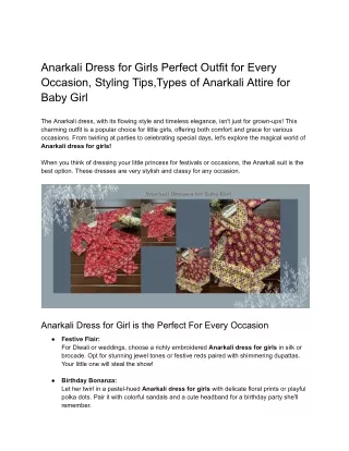 Anarkali Dress for Girls Perfect Outfit for Every Occasion, Styling Tips,Types o