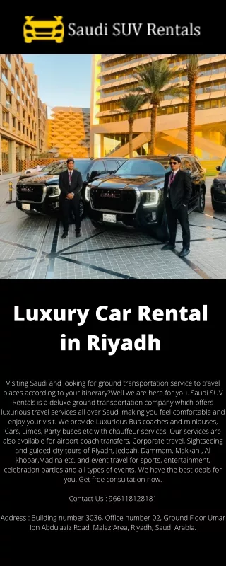 Luxury Car Rental in Riyadh