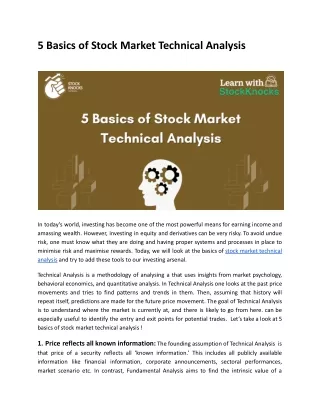 Five Basics of Stock Market Technical Analysis
