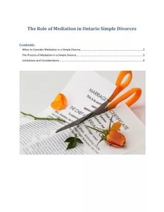 The Role of Mediation in Ontario Simple Divorces