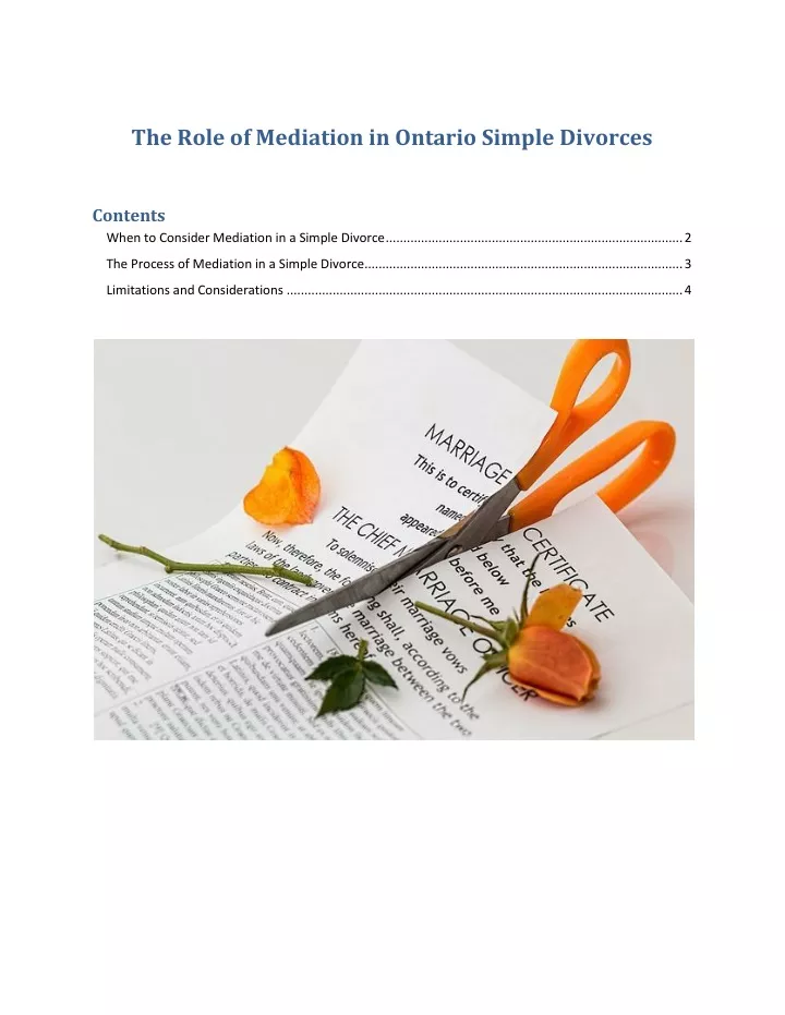 the role of mediation in ontario simple divorces