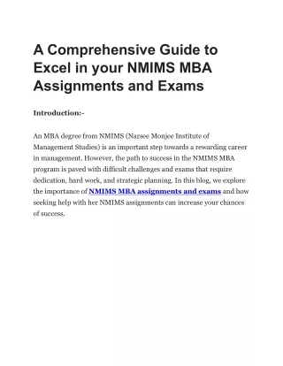 A Comprehensive Guide to Excel in your NMIMS MBA Assignments and Exams