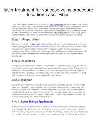 laser treatment for varicose veins procedure - Insertion Laser Fiber