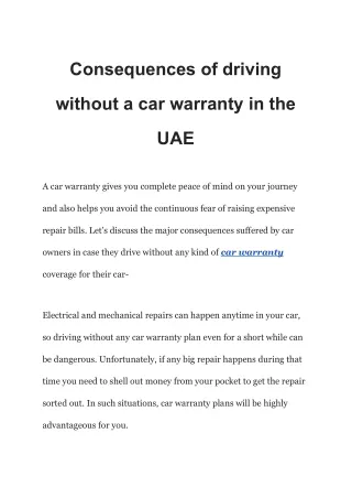 Consequences of driving without a car warranty in the UAE