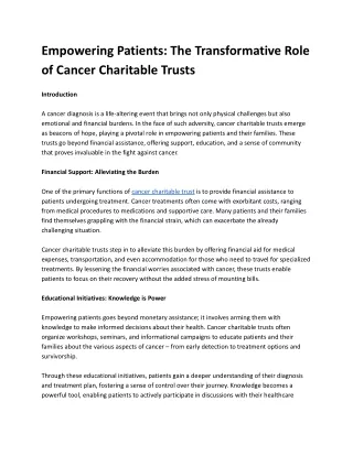 Empowering Patients_ The Transformative Role of Cancer Charitable Trusts
