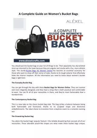 A Complete Guide On Women’s Bucket Bags