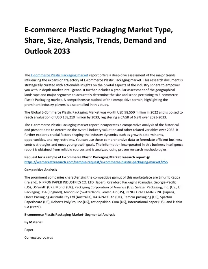 e commerce plastic packaging market type share