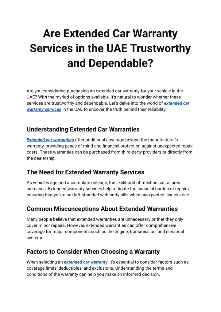 are extended car warranty services