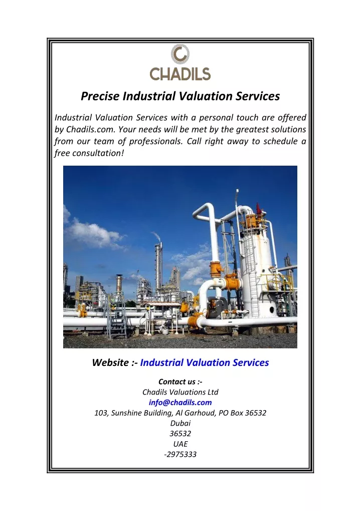 precise industrial valuation services