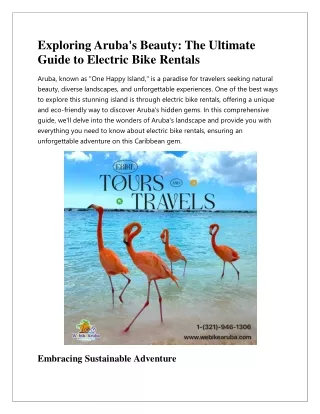 Exploring Aruba's Beauty: The Ultimate Guide to Electric Bike Rentals