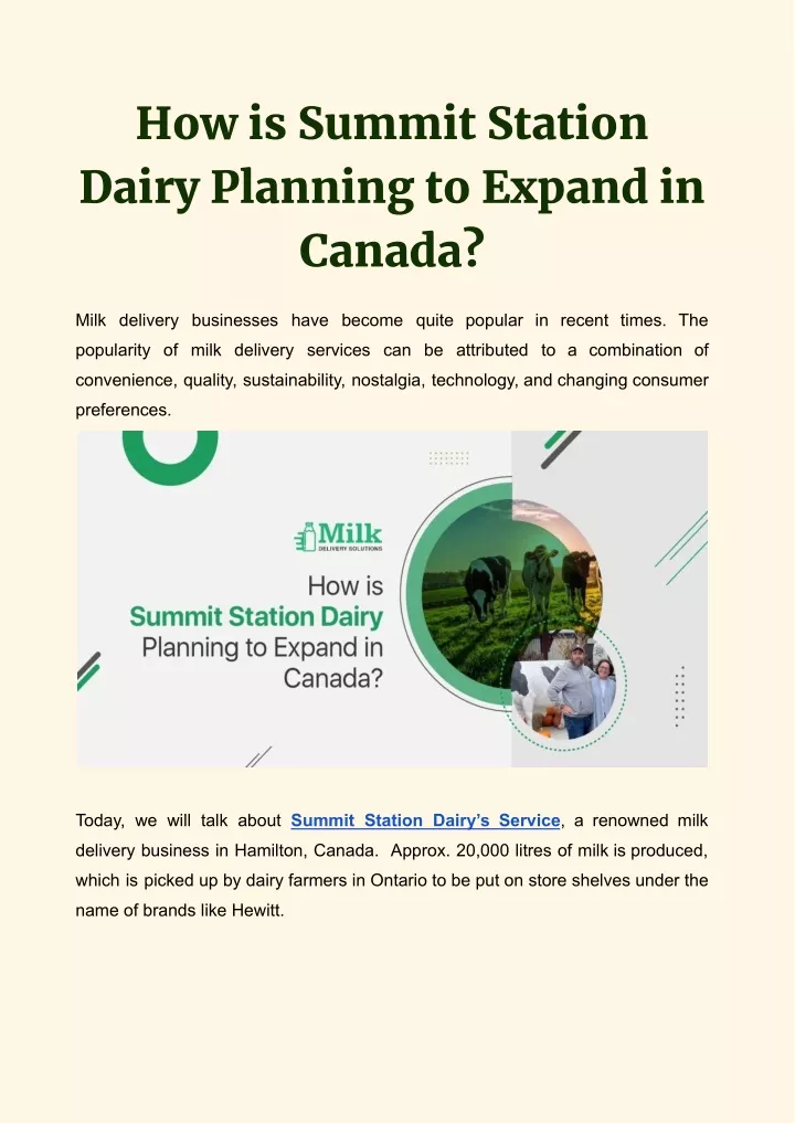 how is summit station dairy planning to expand