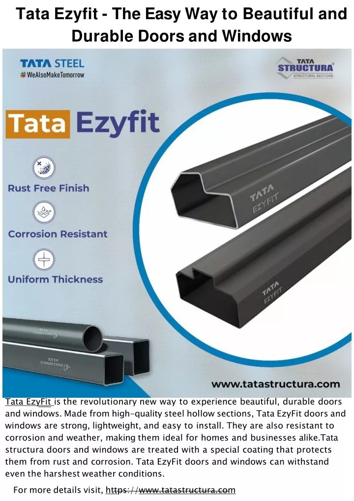 tata ezyfit the easy way to beautiful and durable doors and windows