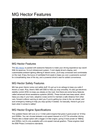 mg hector features