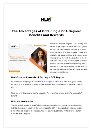 The Advantages of Obtaining a BCA Degree