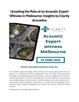 Unveiling the Role of an Acoustic Expert Witness in Melbourne