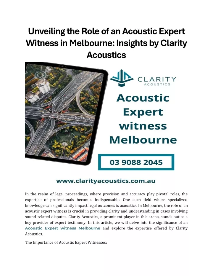 unveiling the role of an acoustic expert witness