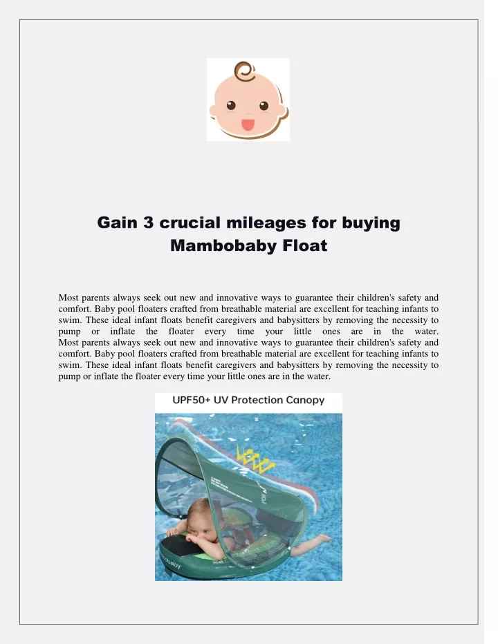 gain 3 crucial mileages for buying mambobaby float