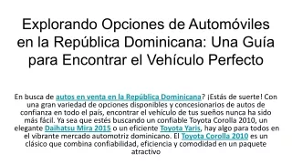 Explorando Opciones de Automóviles en la República Dominicana_ Una Guía para Encontrar el Vehículo Perfecto