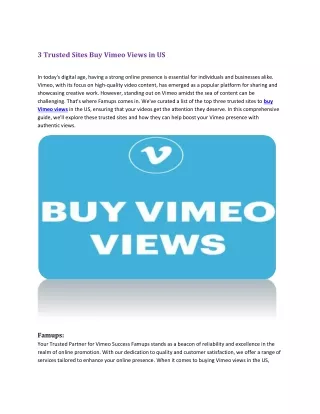 3 Trusted Sites Buy Vimeo Views in US