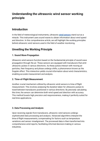 Understanding the ultrasonic wind sensor working principle