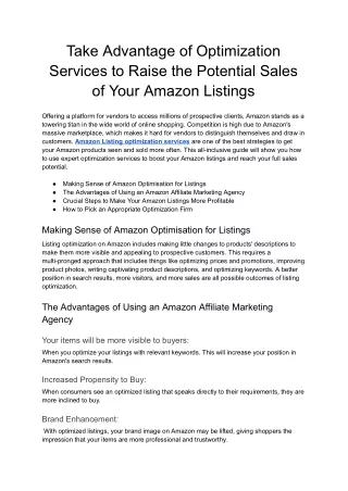 take advantage of optimization services to raise