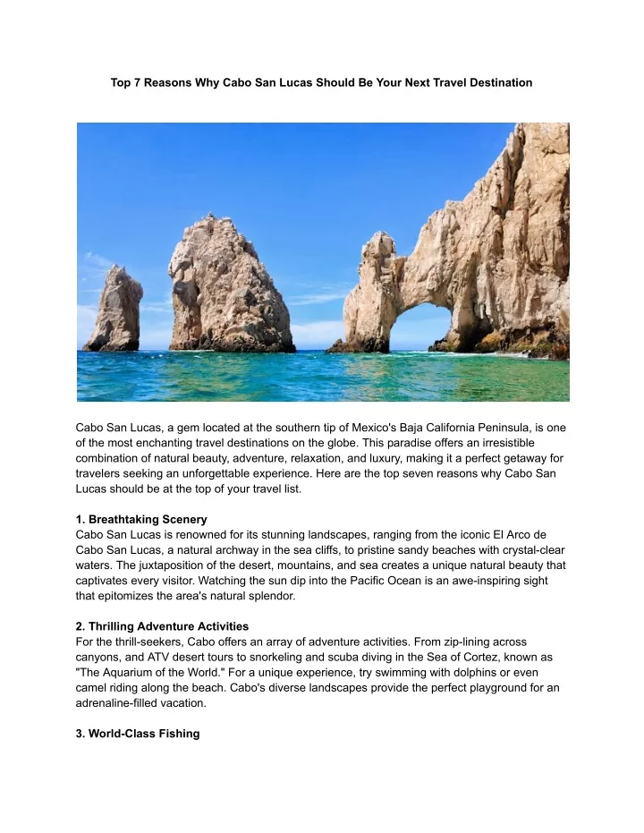 top 7 reasons why cabo san lucas should be your