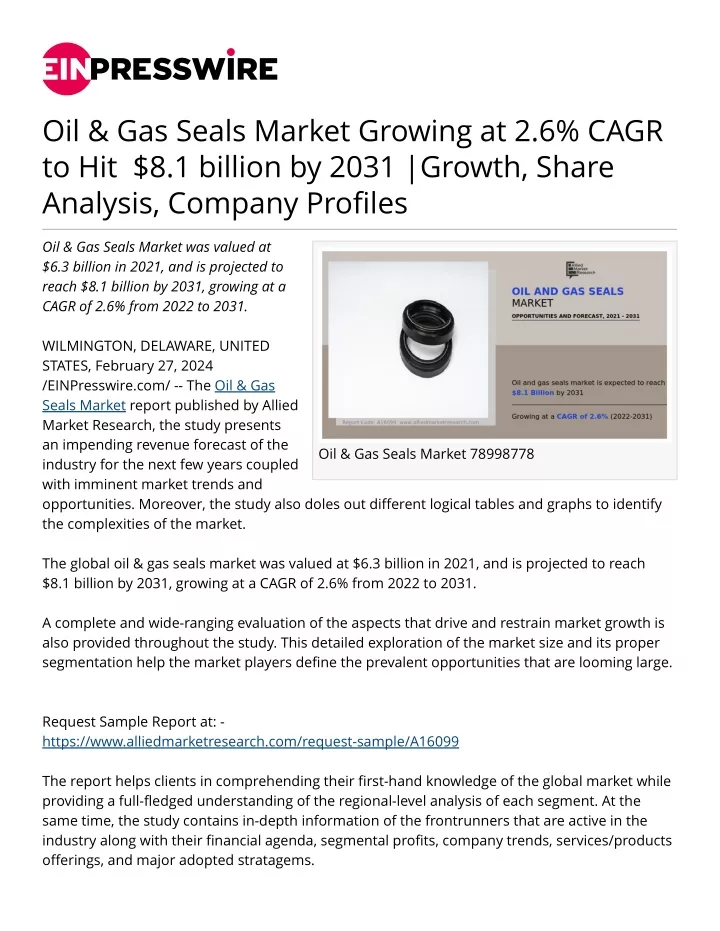 oil gas seals market growing at 2 6 cagr