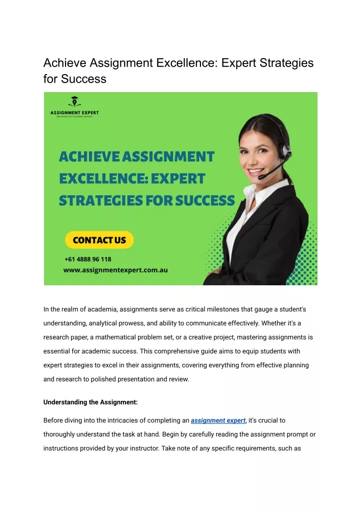 achieve assignment excellence expert strategies