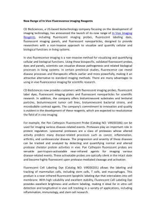 In Vivo Fluorescence Imaging Reagents