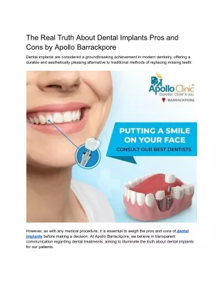 The Real Truth About Dental Implants Pros and Cons by Apollo Barrackpore