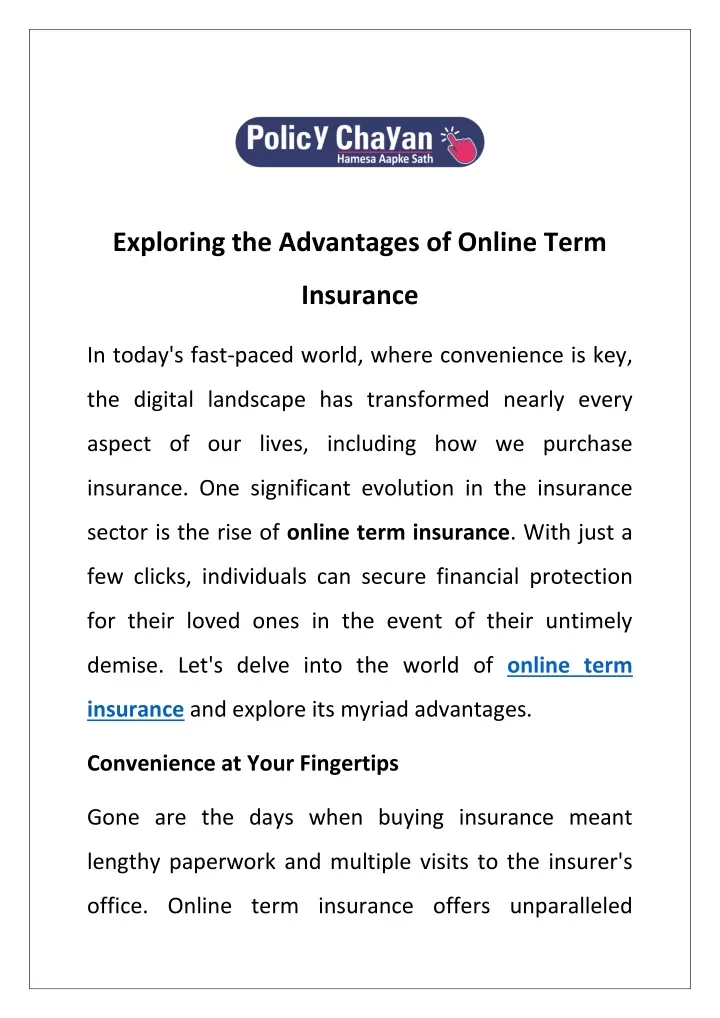 exploring the advantages of online term