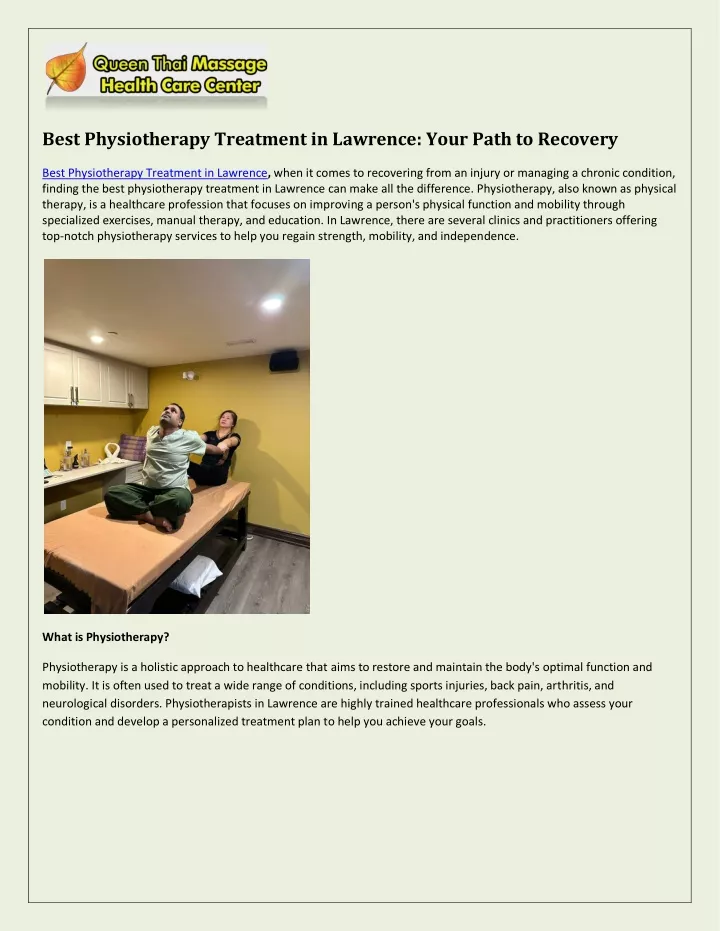 best physiotherapy treatment in lawrence your