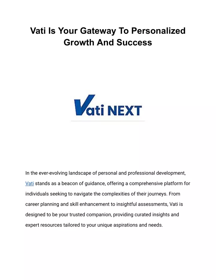 vati is your gateway to personalized growth
