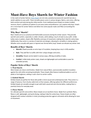 Must-Have Boys Shawls for Winter Fashion