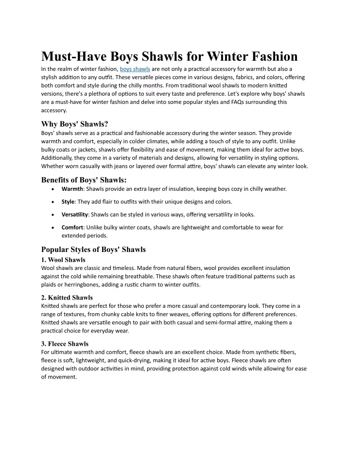 must have boys shawls for winter fashion