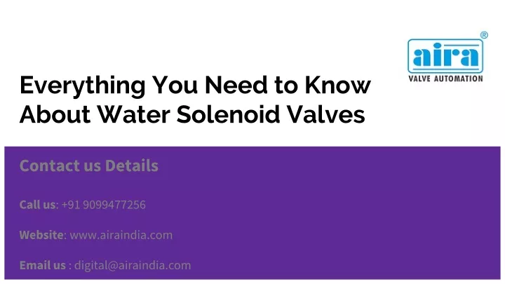 everything you need to know about water solenoid valves