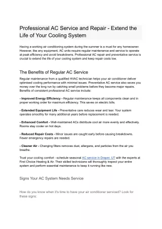 Professional AC Service and Repair - Extend the Life of Your Cooling System