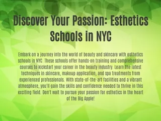 Discover Your Passion: Esthetics Schools in NYC
