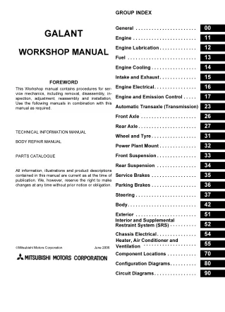 2008 Mitsubishi Galant Service Repair Manual