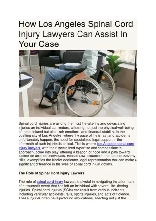 How Los Angeles Spinal Cord Injury Lawyers Can Assist In Your Case