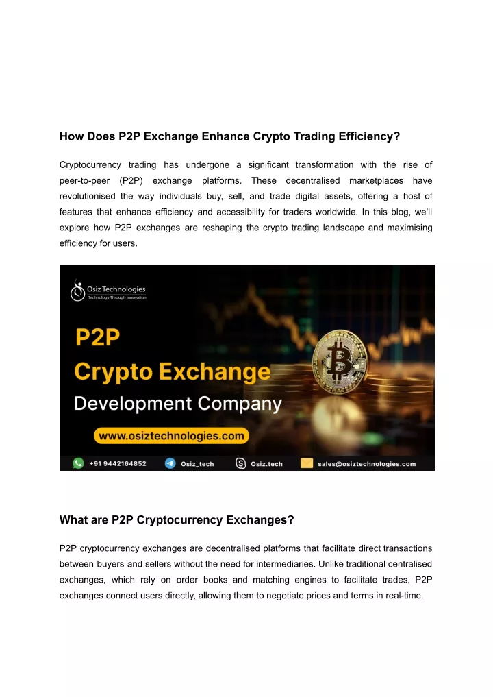 how does p2p exchange enhance crypto trading